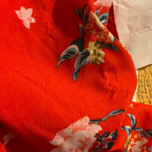 Speed Limit M P H Red Floral Mini Dress Button 3/4 Short Sleeves Elastic Waist S - Picture 2 of 16